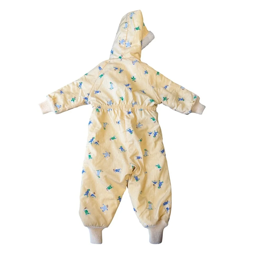 Vintage Oshkosh Bear Snowsuit Bunting Suit Baby 24 Months Hooded Fleece USA